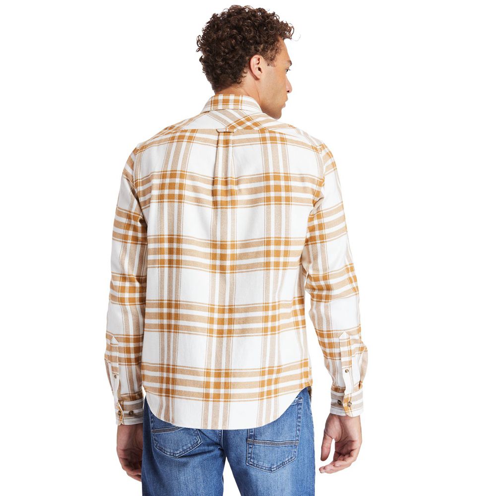 Camisa Timberland Hombre Back River Heavy Flannel Marrones/Blancas - Chile LWM-321986